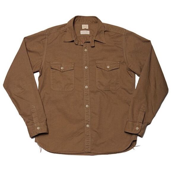 $165 Runabout Goods Guide Shirt Cotton Twill L/S Work Shirt Walnut Brown Size S - Picture 2 of 8